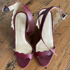 Loeffler Randall piper wedge sandals size 6 burgundy